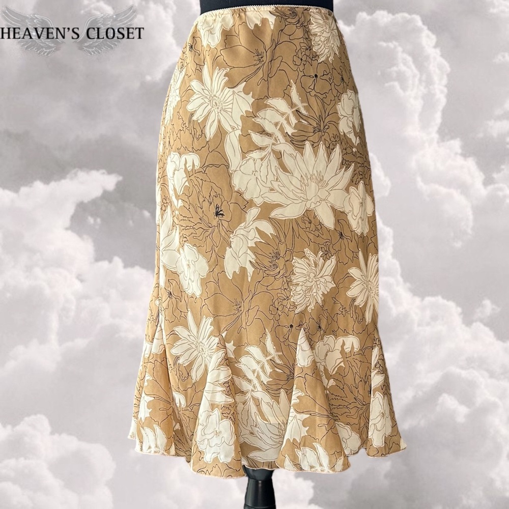 Vintage Worthington  Brown Floral Midi Skirt